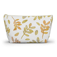 Watercolor Tossed Leaves Accessory Pouch w T-bottom in Yellow